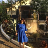 ENFOLDのブルーワンピースで！