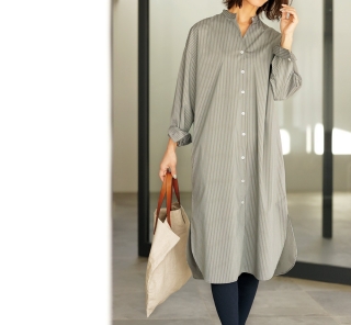 今日はゆっくり図書館へ本を探しに行こう【シャツワンピース】[3/26 Tue.]