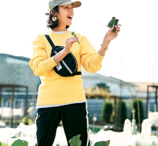 【アスレジャー】な着こなしに挑戦。今日はレンタル農園で栽培した野菜の収穫Day[3/21 Thu.]