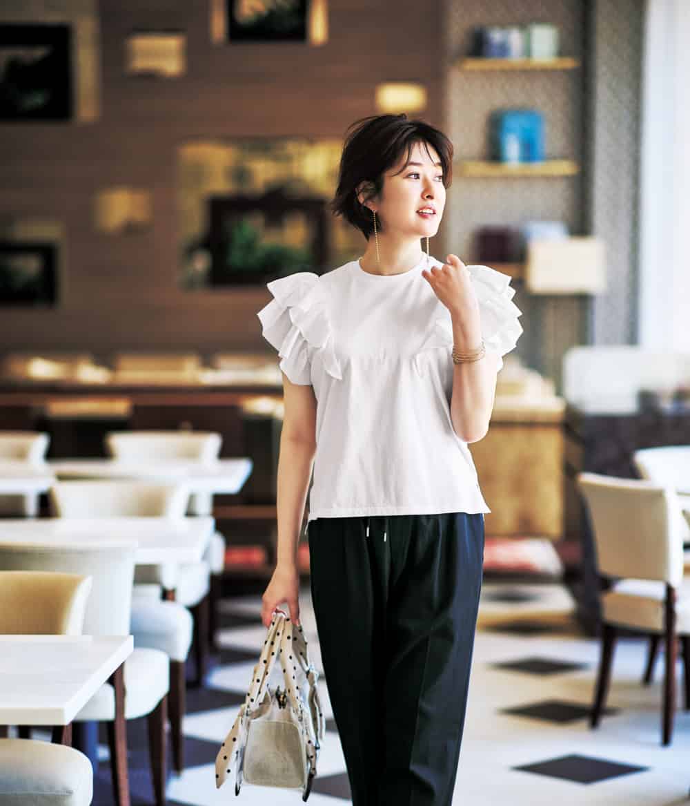 Prince フリル袖Tシャツとフレアスカートセット フリル袖Tシャツなら、ワンツーコーデが一気に華やぐ[7/10 Sat