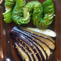 蛇腹きゅうりと末広なすのピリ辛和え