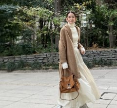 【モデル私服コーデ】冬の白は温かみのあるオフホワイトで！
