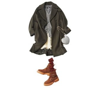 モノトーンとカーキで！シックだけど華やか【スカートコーデ2選】