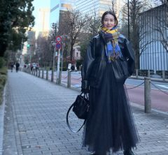 【モデル私服コーデ】ストール以外全部黒だけど!?素材違いの黒コーデ