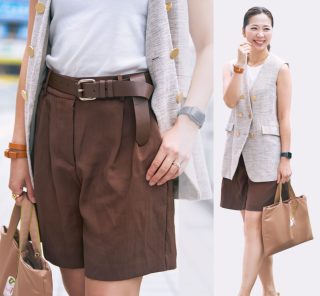 【ZARA】の茶系「ハーフパンツ」が“頑張りすぎないキレイめ派”にちょうどいい
