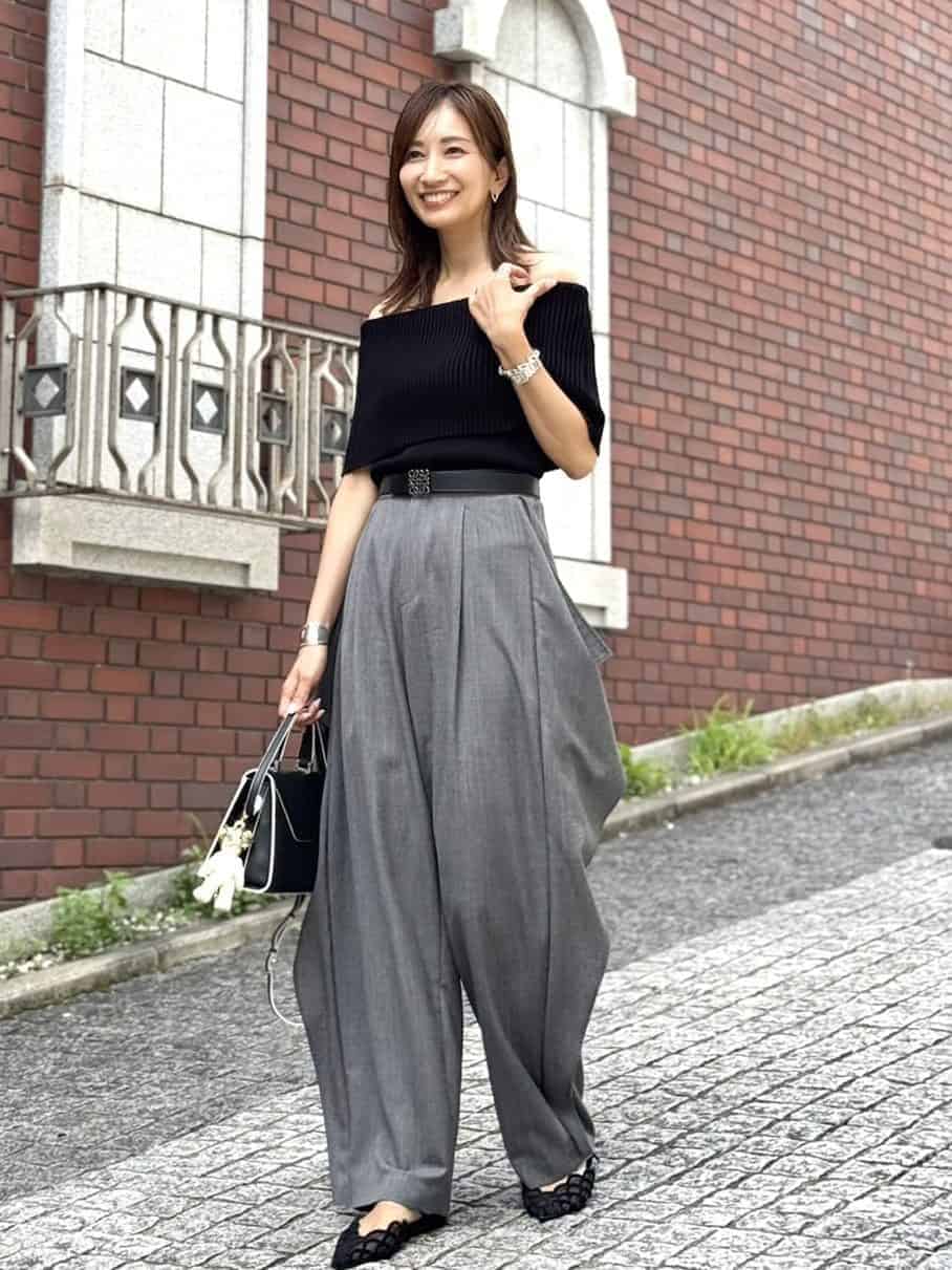 miki's ファッション machatt サテンタックワイドパンツ&トップス 38
