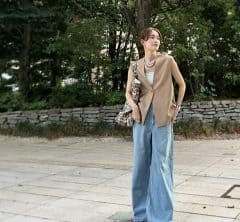 秋仕様【キャメルのジレ】をデニムに合わせてワインとタコスの会へ