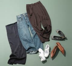 もうコーデに迷わない！スタイリスト厳選【靴３足】×【ボトムス３着】セット