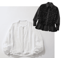 合わせやすい「白ブルゾン」で温度調整、華やか「黒ブラウス」で映え！スタッフ厳選【初秋の即戦力2選】