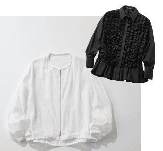 合わせやすい「白ブルゾン」で温度調整、華やか「黒ブラウス」で映え！スタッフ厳選【初秋の即戦力2選】