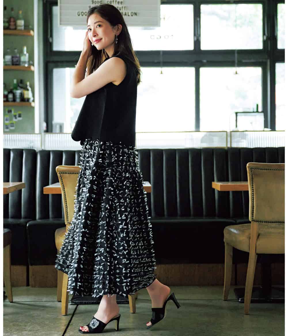 ブラン×STORYコラボ フリンジ風リボンスカート