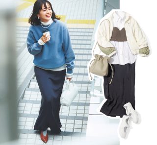 どんな靴もトップスも合う！【万能ロングスカート】で着回しコーデ