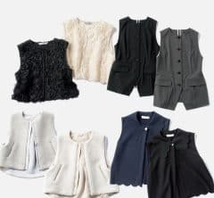 【ジレコーデ4選】夏服に羽織るだけできちんと見え！40代の初秋ファッション