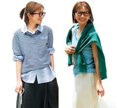 太フレームのメガネの日にこそ！地味にならない華やかな〈ロングスカート〉で