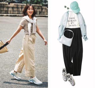 キレイめ派40代の【スニーカー×パンツコーデ】秋のレジャーや運動会に！