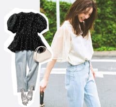 イタ見えしない！40代の【甘めトップス×デニム】上品でオシャレな正解コーデ〈３選〉