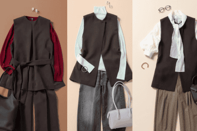 【秋羽織り特集】〈ベルト付きジレ〉1着×３シーンのオシャレが叶う！ 40代・秋の着まわしコーデ術