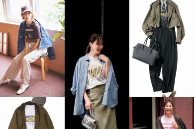 40代【秋のTシャツコーデ】５選。羽織って重ねて、キレイ見え！