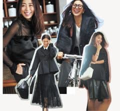 40代の【オシャレに見える、黒コーデ集】異素材合わせがコツ！〈７選〉