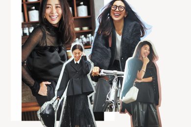 40代の【オシャレに見える、黒コーデ集】異素材合わせがコツ！〈７選〉