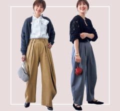 キレイめ40代の冬カジュアルは【甘めトップス×バレルパンツ】が大正解！〈５選〉