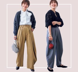 キレイめ40代の冬カジュアルは【甘めトップス×バレルパンツ】が大正解！〈５選〉
