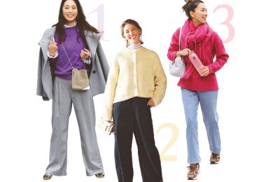 40代の「カラーニット×パンツ」コーデ５選。顔周りも運もパッと明るく華やかに！