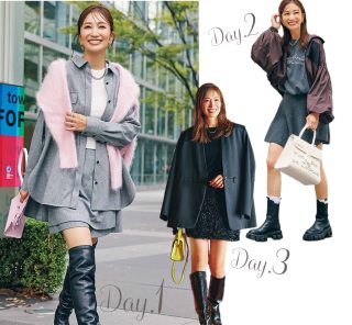 【40代のミニスカSNAP】初挑戦はロングコート合わせが正解！〈STORYライター編〉５選