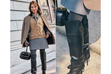 STORY「お手本にしたい読者」赤枝さん、この冬は【タイツ×ロングブーツ】でミニスカコーデ