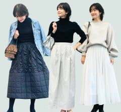 【40代×骨格ウェーブ】大人がきちんと見える「スカート着回し」コーデ5選