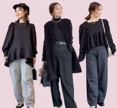 【40代×骨格ウェーブ】大人カジュアルな「モノトーンコーデ」3選