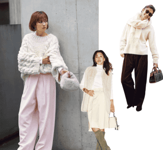 冬の快晴にひと際華やぐ！シンプル【白ニット】最旬コーデ〈５選〉