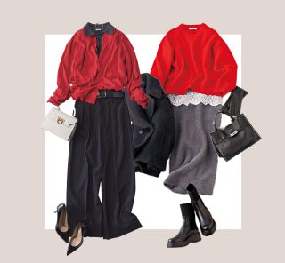 40代、トレンドの【赤】はどう合わせる？ “ハデ”になりすぎない大人コーデ〈７選）