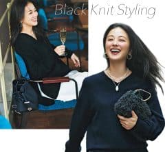 ママ友ランチにちょうどいい！“無地の黒ニット”で作る「おめかしカジュアル」５選