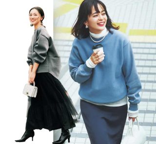 40代の「ラクチンとオシャレ」の両立は【スウェット×スカート】が大正解！