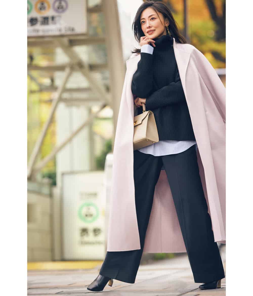 徳澤直子 ニット コート パンツ 通勤コーデ
