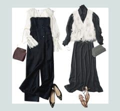 モノトーン派もそろそろ【脱・真冬感！】2月からの「華やぎ黒コーデ」３選