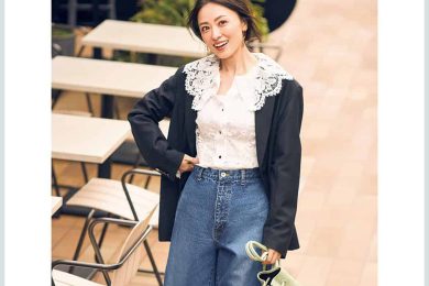 流行中「レースブラウス」、40代はこう着る！“イタ見え”しない上品カジュアル〈着回し〉
