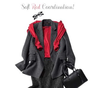 トレンドの【赤】は優しげに着るのが正解！40代に似合う色合わせ〈４選〉