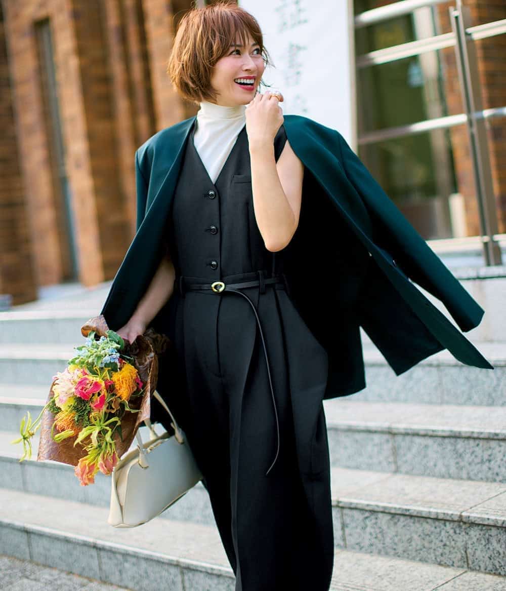 畑野ひろ子 オールインワン ジャケット 卒業式コーデ