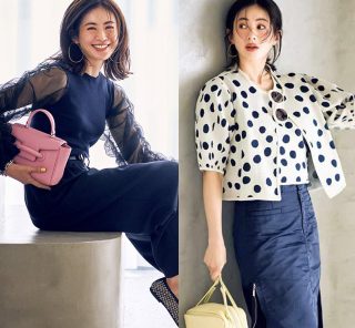 40代モノトーン派に、春は「ネイビー」が垢抜ける！流行の“柄”も“透け”も上品に