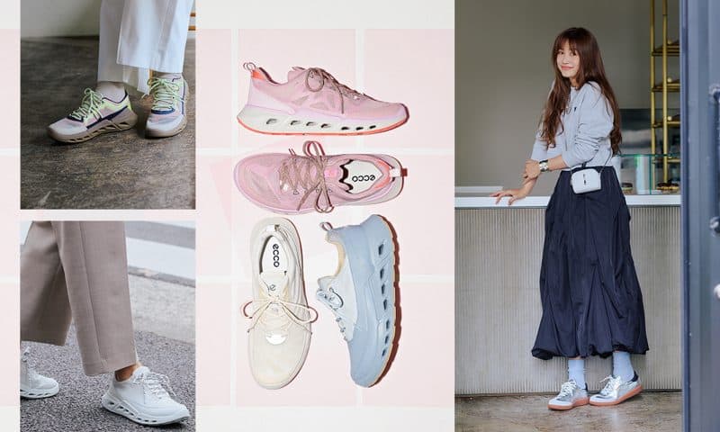 ヨンアが履く〈ECCO〉新作スニーカー長時間歩いても疲れにくい40代の「上品スニーカーコーデ」