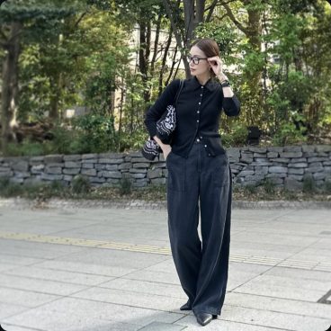 気温差対応！リラックス感ある洒落デニムとコットンシルクのストール投入【モデル私服コーデ】