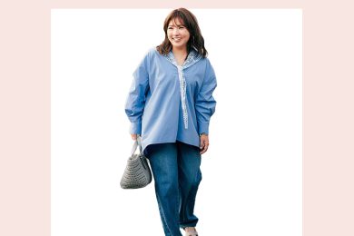 野呂佳代さんに学ぶ、40代のマシュマロ体型に似合う「甘アイテム」＆合わせ方２選