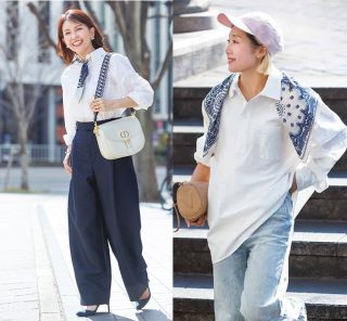 初心者はアクセ使い、上級者はビスチェ巻き！オシャレ40代の【スカーフ使いSNAP】5選