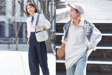 初心者はアクセ使い、上級者はビスチェ巻き！オシャレ40代の【スカーフ使いSNAP】5選