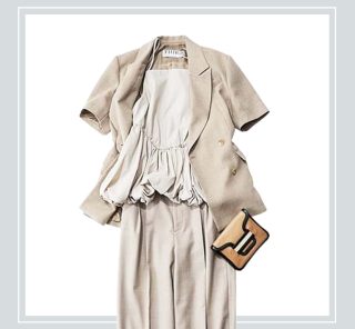 パンツもブラウスも、今夏は白より「ベージュ」が垢抜け見え。ワンカラーも洒落る！