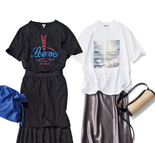 40代が「簡単コーデで華やぎたい」日に、【Tシャツ×旬スカート】が大正解！７選