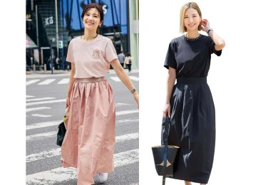 ランチもお出かけも！40代【Tシャツ×スカート】の女っぽカジュアルコーデSNAP4選