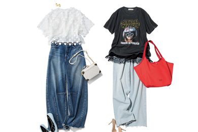 40代が“気張らず華やぎたい”日の【デニム×レース】コーデ4選〈ジレ、トップスetc.〉